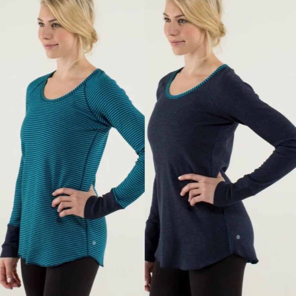 Reversible Lululemon open your heart long sleeve top shirt thumb holes small